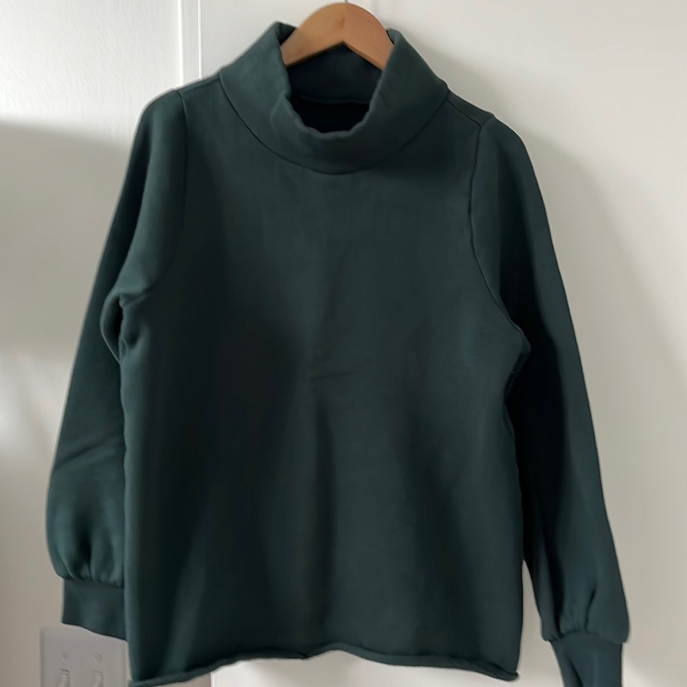 Madewell Better Terry Relaxed Turtleneck Sweatshirt Smoky Spruce Extra Small